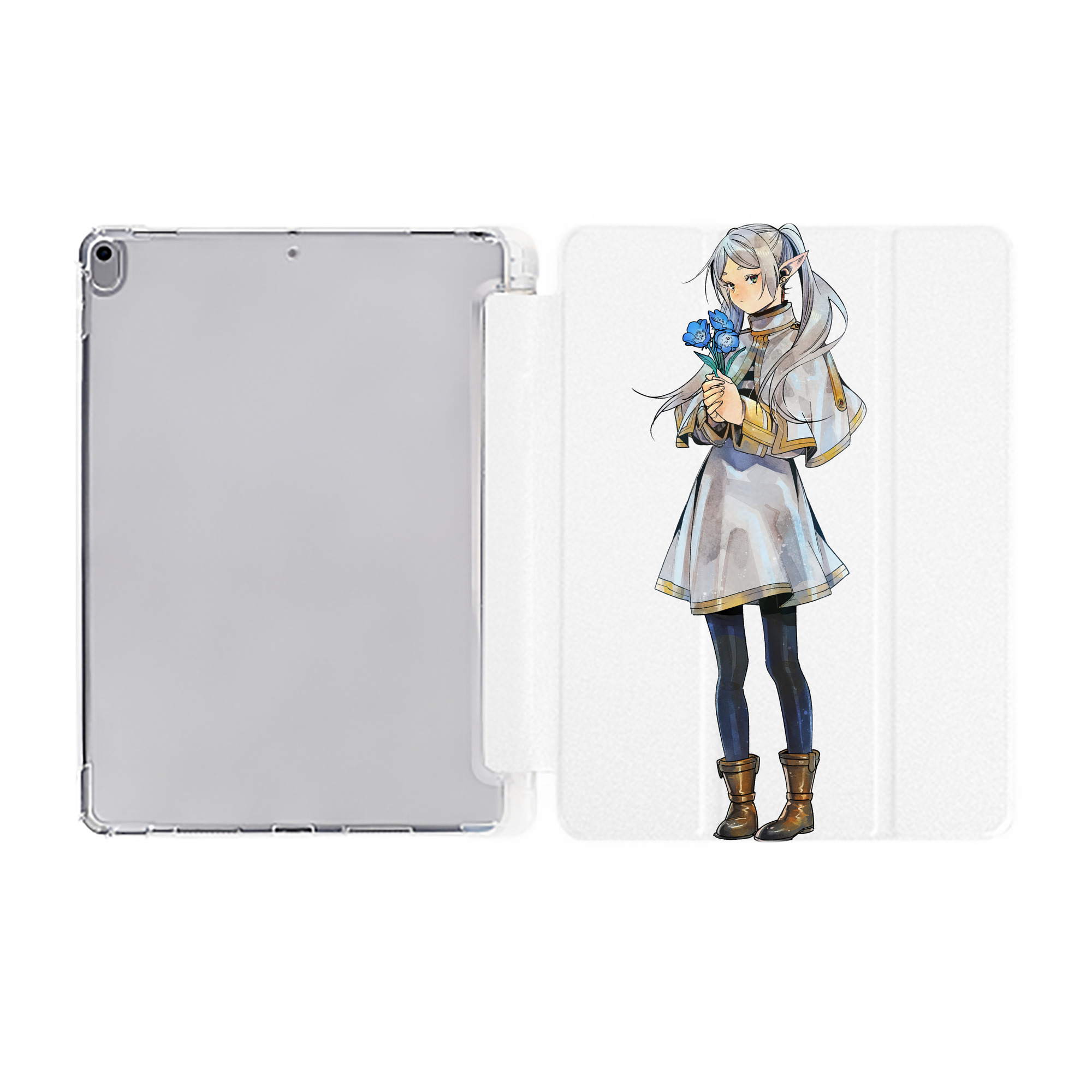 （画像用） 葬送のフリーレン Frieren IPad ケース ペン収納付き 三つ折りスタンド PUレザー×シリコン 対応機種9.5/10.5/10.9インチ